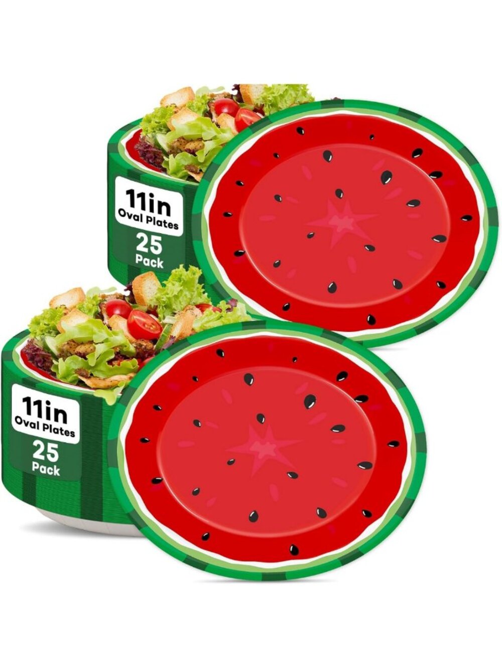 50 Pcs Watermelon Party Plates - 11" Disposable Summer Dinnerware for Events